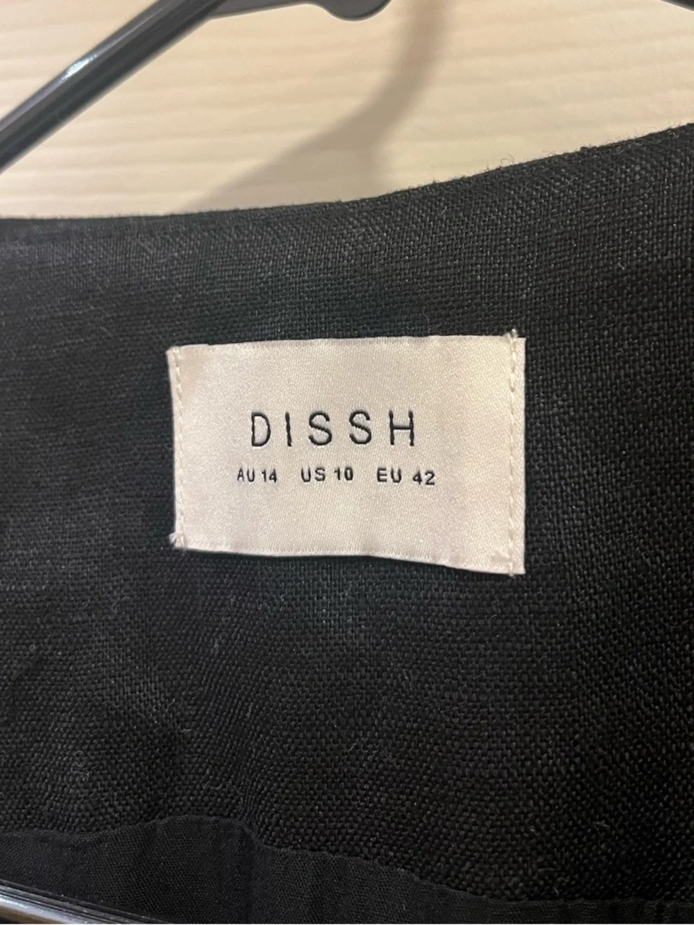 Dissh Black Linen Blend Sleeveless Button-Front Vest Size 10 - Picture 3 of 5